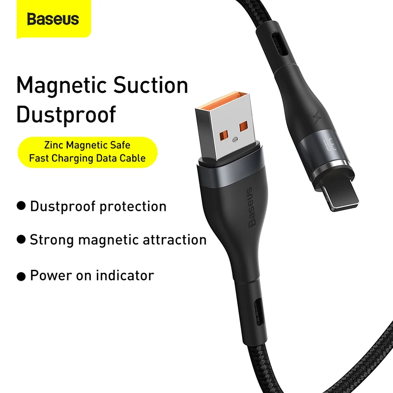 Магнитный USB-кабель Baseus для зарядки iPhone 11 Pro XS Max XR X 8 Plus 7 6s 6 5s 5 SE 2 4 A магнитный