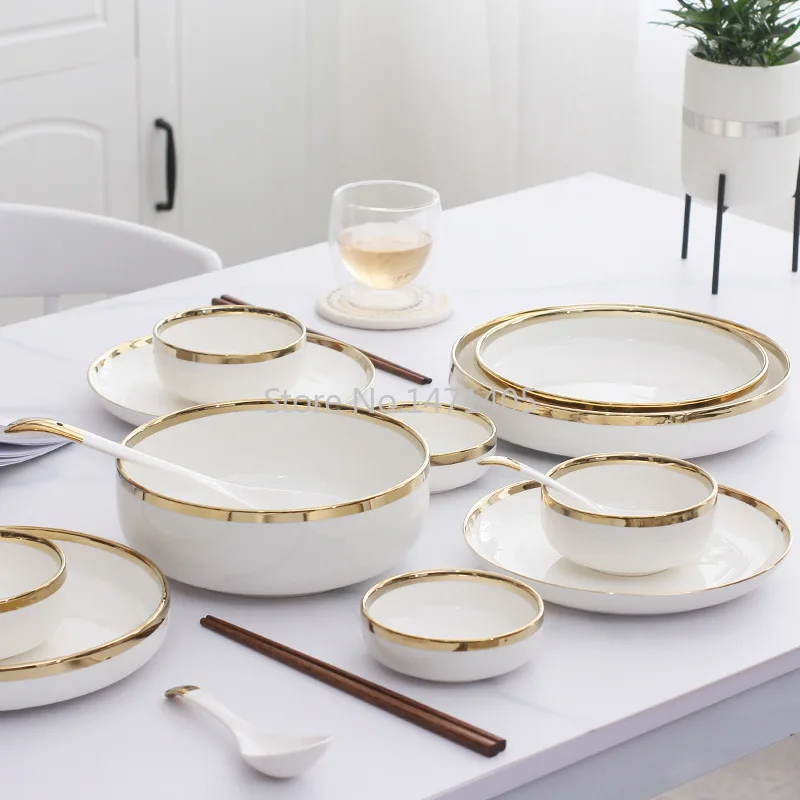 

Simple Nordic Phnom Penh Ceramic Tableware Set Creative Household Rice Bowl Western Food Plate Dish Soup Bowl Spoon