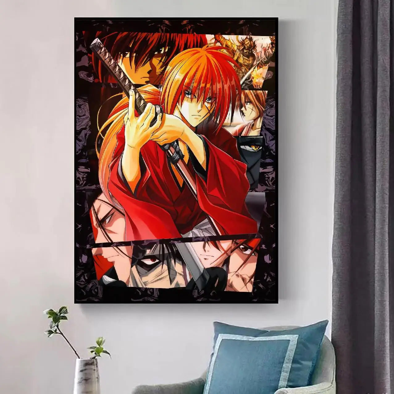 Ronin Kenshin Samurai X аниме настенная живопись Холст Плакаты и принты детский подарок