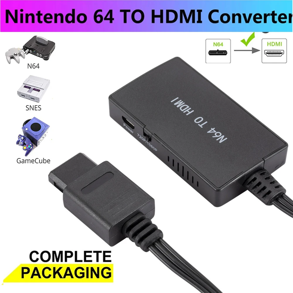 Преобразователь N64 в HDMI-кабель HD для N64/GameCube/SNES Plug and Play 1080P Nintendo 64 HDMI-конвертер