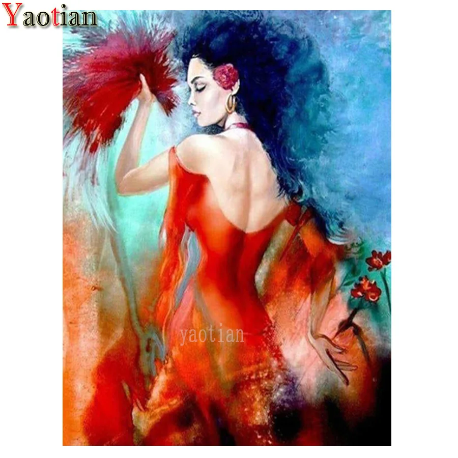 

Платье для девочек, платье для танцев красное платье с цветочным рисунком 5D алмазов картина Стразы Полный дрель мозаичная картина, выполнен...