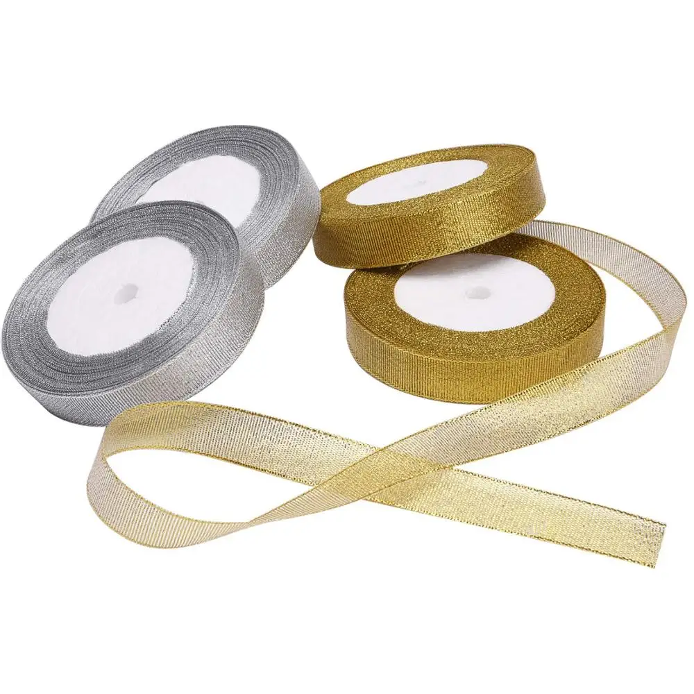 Блестящая металлическая лента из органзы 15 мм для свадебного подарка Подарочная