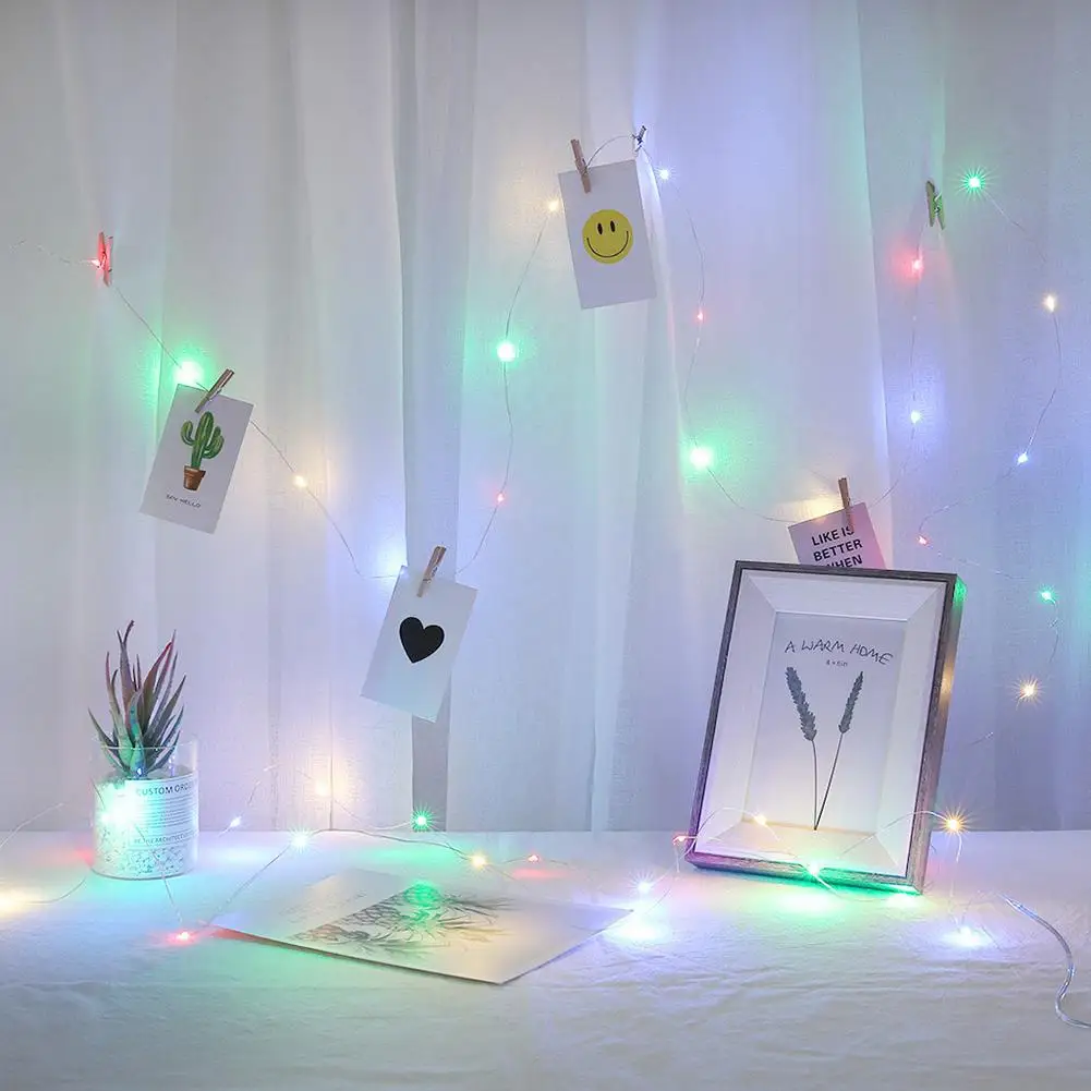 Гирлянда светодиодная с USB прищепкой 2 м/4 м деревянные гирлянды уличные