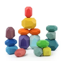childrens wooden colored stone jenga building blocks educational toy creative nordic style stacking game rainbow wooden toys