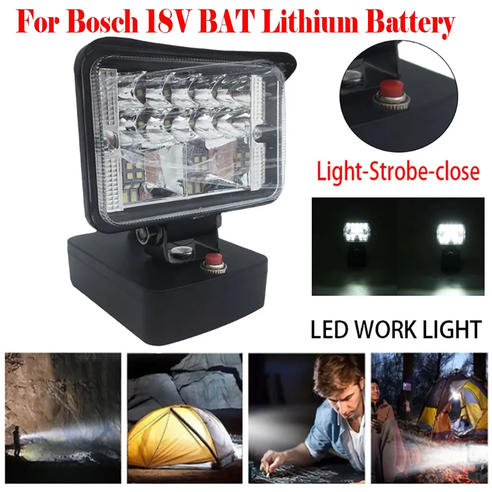 

DIY LED Work Lamp Spotlight Floodlight For Bosch 18V BAT Flood Focus Spot Light Torch Camping Light