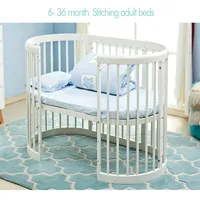 Baby Bed Eco-friendly Crib Solid Wood Circular Round Bed EU Style Multifunctional Baby Game Bedding For newborn