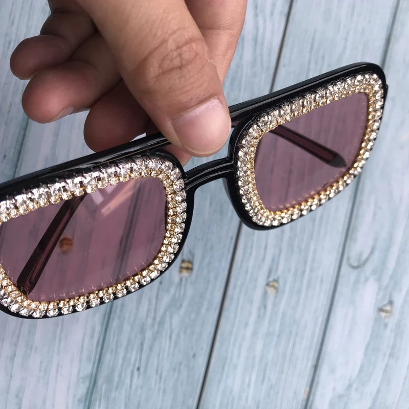 2019 черный/розовый Полный алмаз летние модные женские солнцезащитные очки