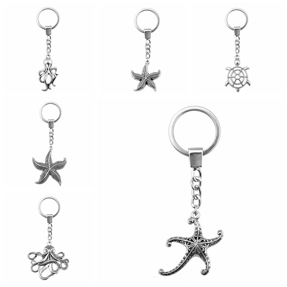 

1 Piece Handmade Car Keychain Gift Keychains 24mm Starfish Charms Keychain For Key