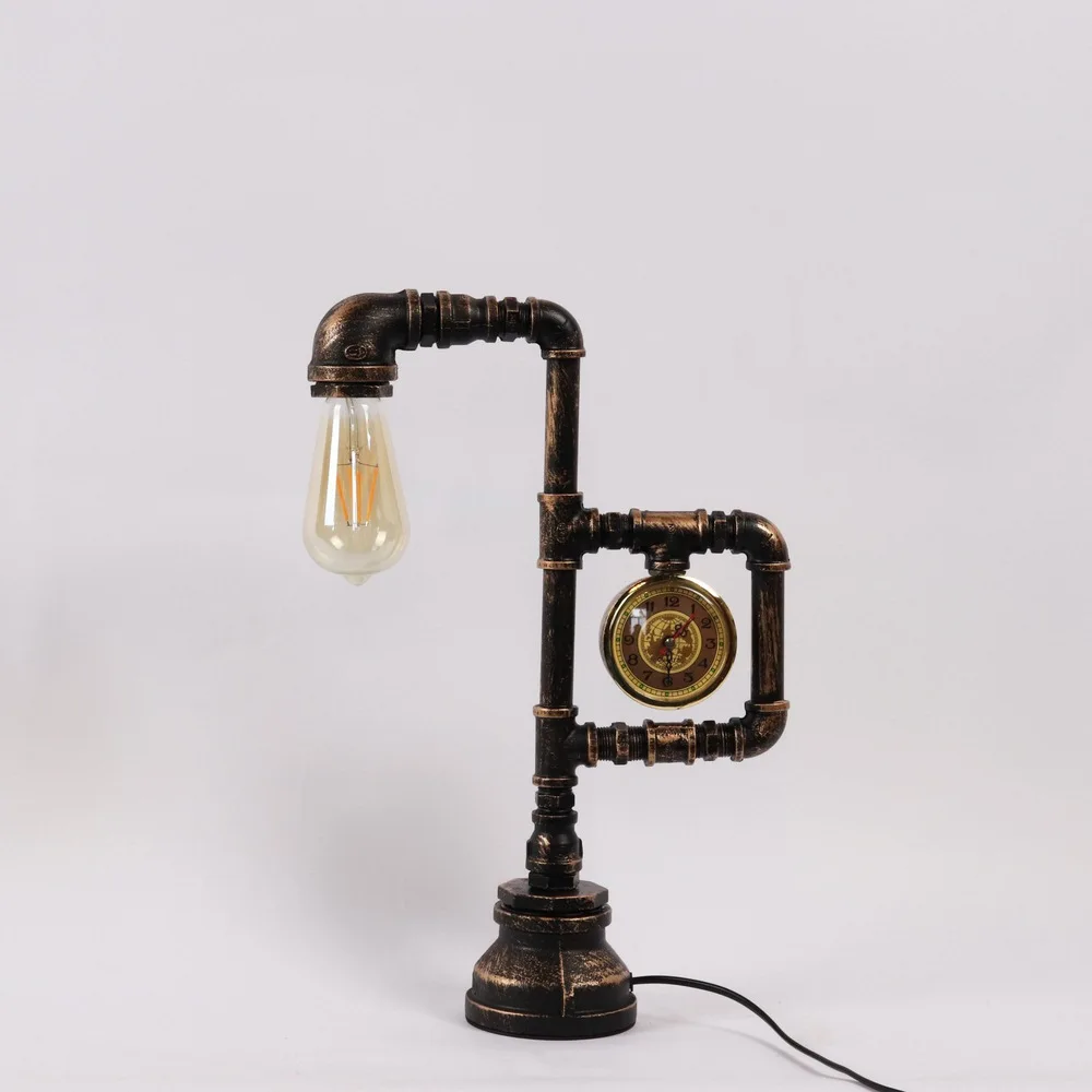 

Vintage Industrial Loft Water Pipe Table Lamp Retro Iron Portable Light Multi Bedside Lamp Living Room CoffeeBar Bathroom Decor