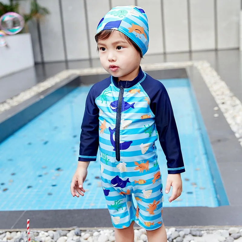 Baby Boys Swimsuits Casual Swimming Bathing Kids Swimwear For New Summer Children Boy Sunfing Wetsuit 2Pcs | Спорт и развлечения