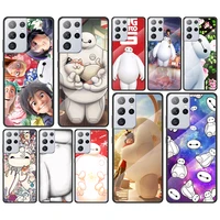 big hero 6 disney for samsung galaxy s21 ultra plus a72 a52 4g 5g m51 m31 m21 luxury tempered glass phone case cover
