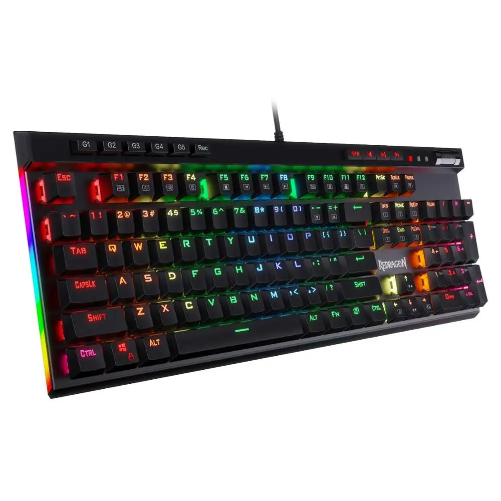 Redragon K580-PRO RGB Механическая игровая клавиатура RGB светодиодный подсветка 104 клавиши антиприкольные макроклавиши с оптическими коричневыми переключателями