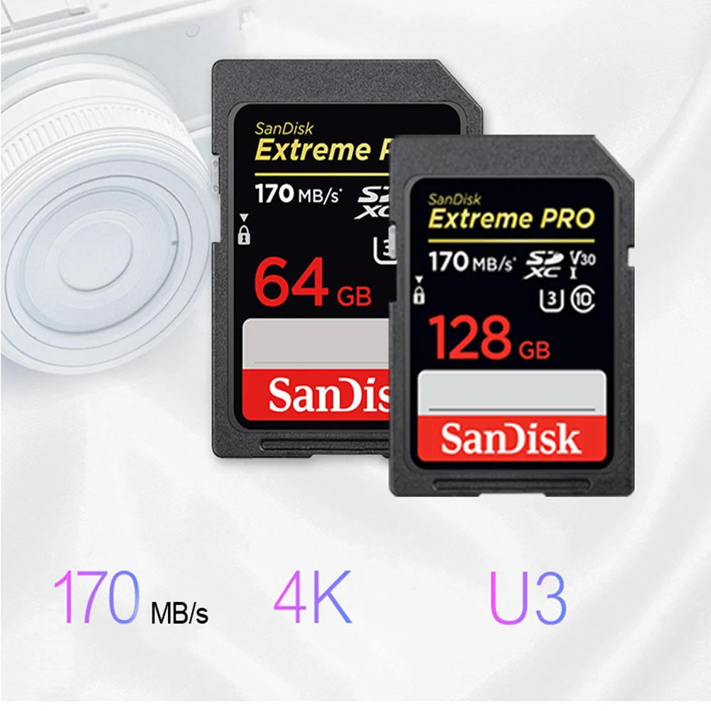 SanDisk Extreme PRO U3 V30 4K 1 ТБ 512 Гб 64 128 ГБ 256 SDXC SDHC UHS-I Class10 32 95 м/с карта памяти SD для SLR 3D
