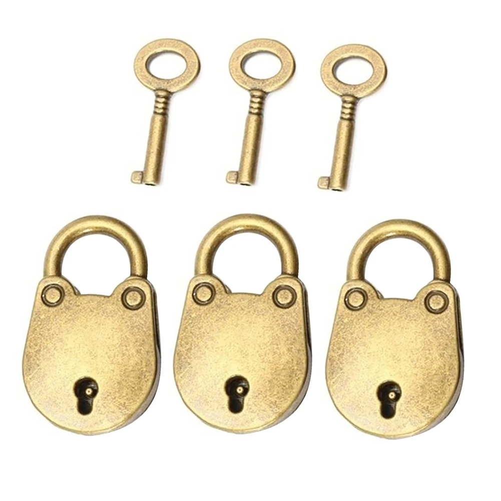 Винтажный стиль Античный медный мини замок маленький багажный ящик