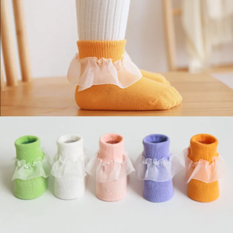 5 цветов детские короткие носки с кружевным рантом забавные хлопковые для