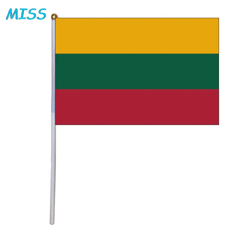 Lithuania 5/10/20 шт. ручной флаги с полюсом 14*21 см Люксембург Кипр Мальта Латвия Румыния, Ирландия, Нидерланды, Словакия, Словения - Цвет: Lithuania