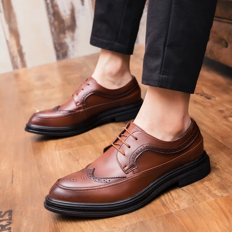 Мужские туфли повседневные Роскошные оксфорды модные броги в британском стиле