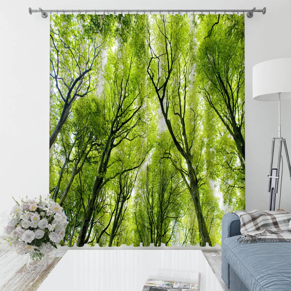 Роскошные затемняющие 3D оконные шторы для гостиной спальни большие зеленые