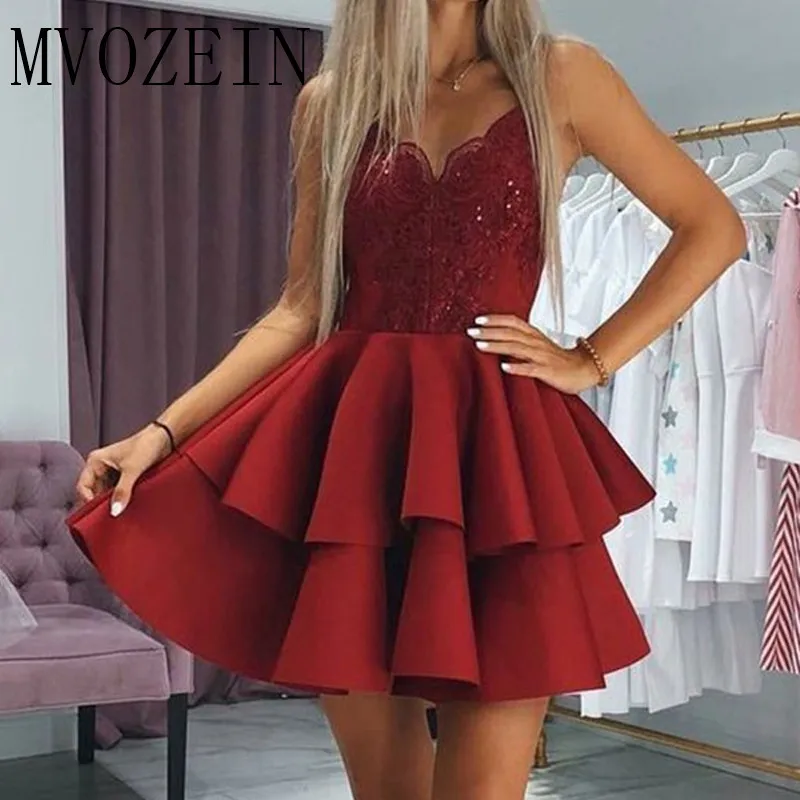 Короткие женские платья Vestido Curto 2019 атласные трапециевидные мини на бретельках