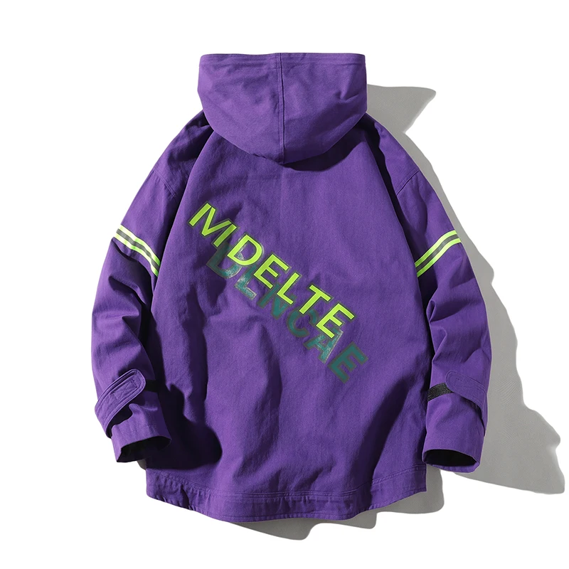 

Spring and autumn new men's hooded jacket fashion printing loose long-sleeved zipper jacket windproof jacket windbreaker men