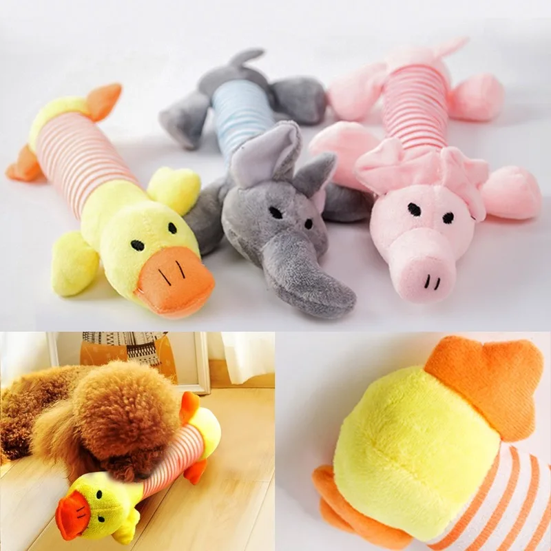 

Pet Dog Cat Plush Squeak Sound Dog Toys Pet Puppy Chew Squeaker Duck Pig & Elephant Toys Sound Donut Play Toys For Dogs