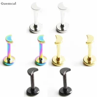 guemcal 2pcs fashionable personality mini moon t straight rod lip nail body exquisite piercing jewelry