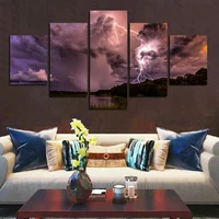 5 pieces canvas painting dark cloud lightning nordic style poster modern home living room decoration waterproof ink painting