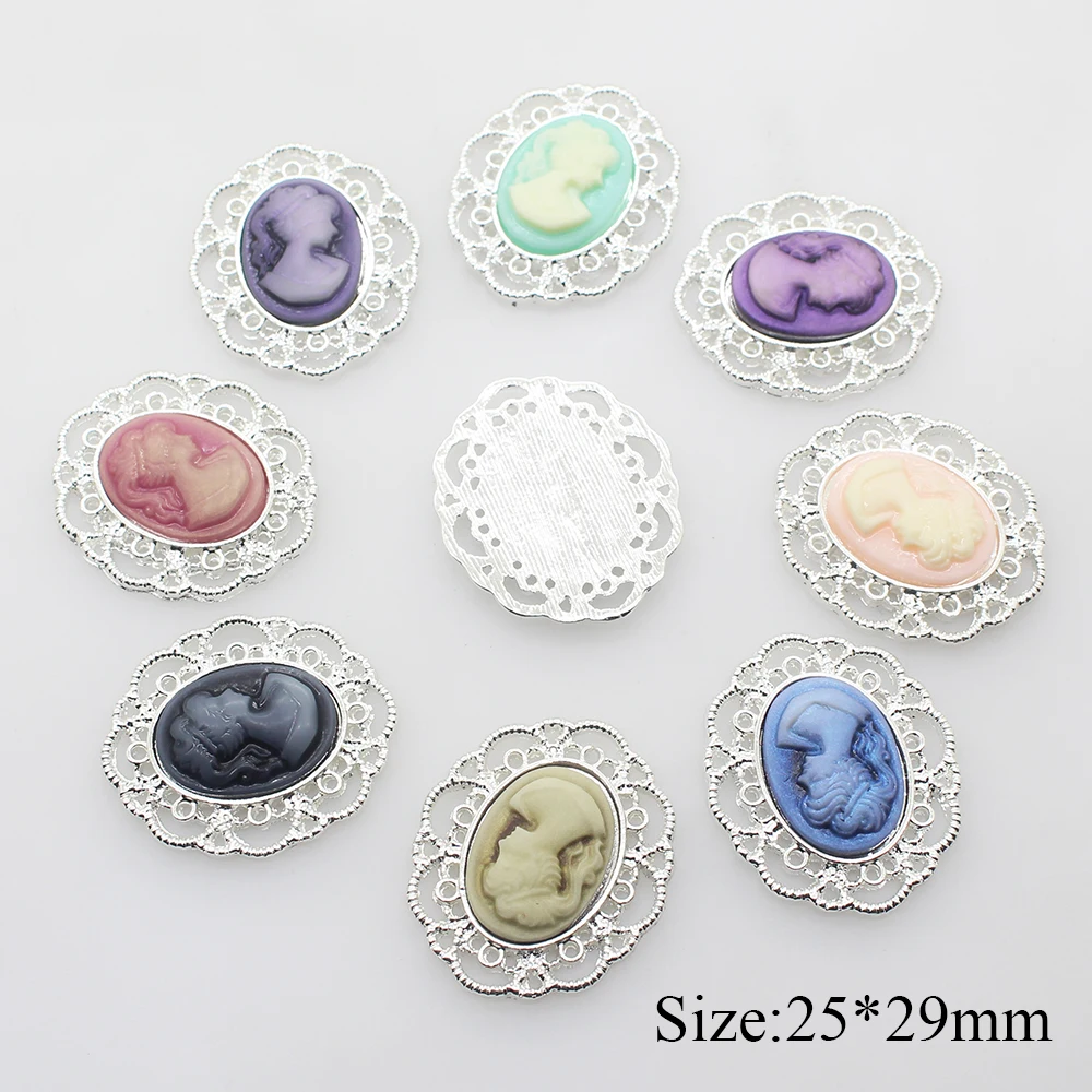 Полимерные пуговицы из серебристого сплава 10 шт./лот 25*29 мм с плоской спинкой