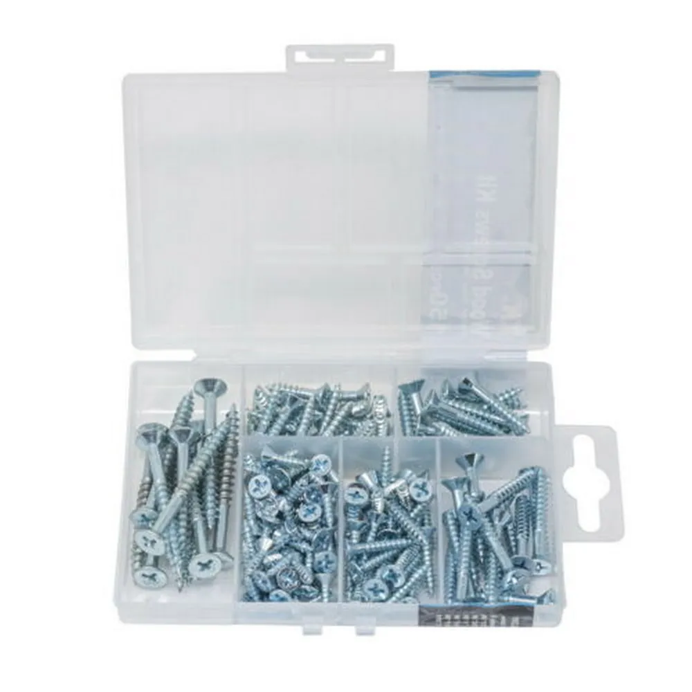 

Most used 6 sizes Phillips Flat Head Wood Screws Zinc Plated Kit,150 Pieces