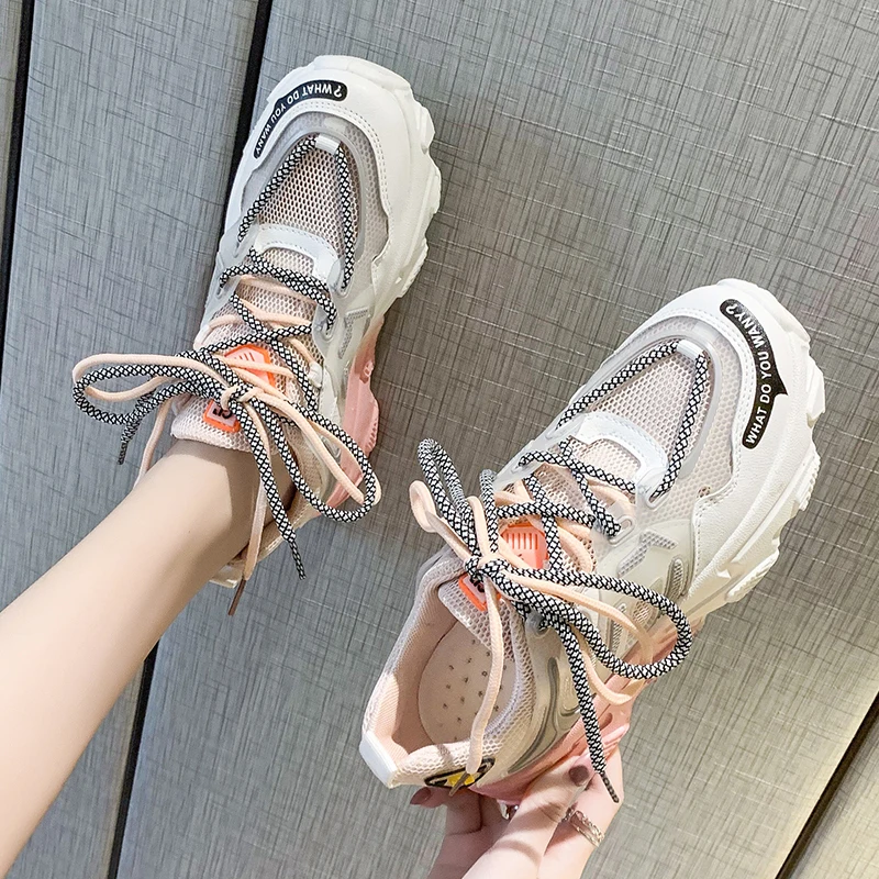 

Timalina Sneakers Woman Breathable Running Shoes Fashion Chunky Rainbow Dad Shoes Mesh Platform Flats Casual Spring/autumn