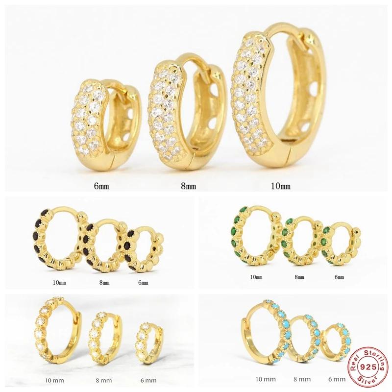 

Aide 925 Sterling Silver Boho Turquoise Hoop Earrings Circle Ear Bone Buckle Piercing Earrings For Women Girls Wedding Jewelry