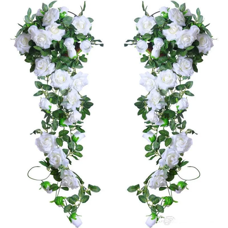 

6.5Ft Artificial Rose Vine Silk Flower Garland Hanging Baskets flower rattan Home Outdoor Wedding Arch Garden Wall Decor