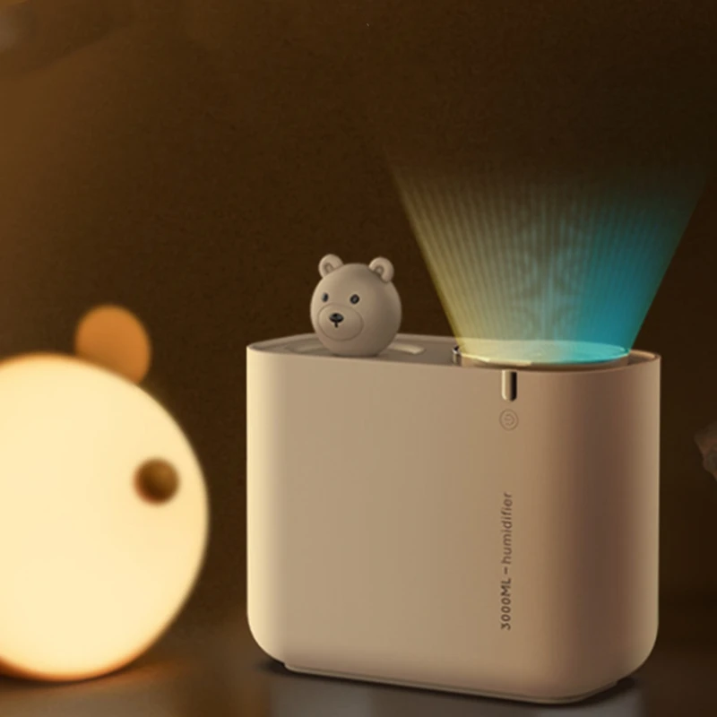 

3000ML Ultrasonic Home Air Humidifier Double Nozzle Cool Mist Aroma Diffuser Cute Bear Heavy Fog USB Humidificador