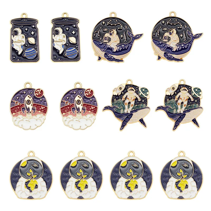 Джули Wang 4/5 шт. Эмаль мультфильм аэрокосмической амулеты из сплава ракета