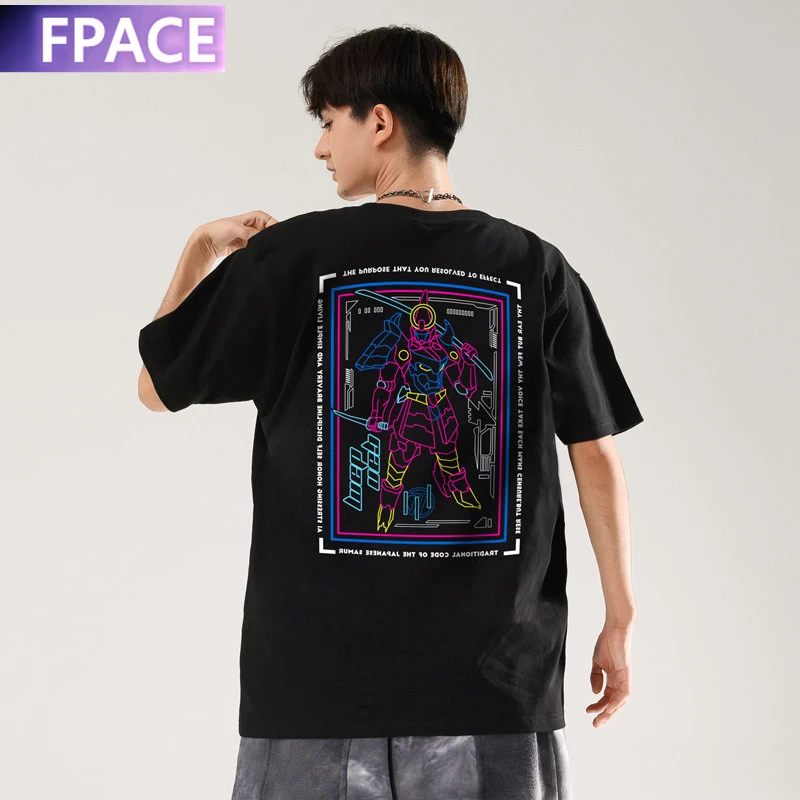 

FPACE Men Hip Hop T-Shirt Streetwear Graphic Letter Print T Shirt Summer Short Sleeve Tshirt Harajuku Cotton Casual Tops Tees