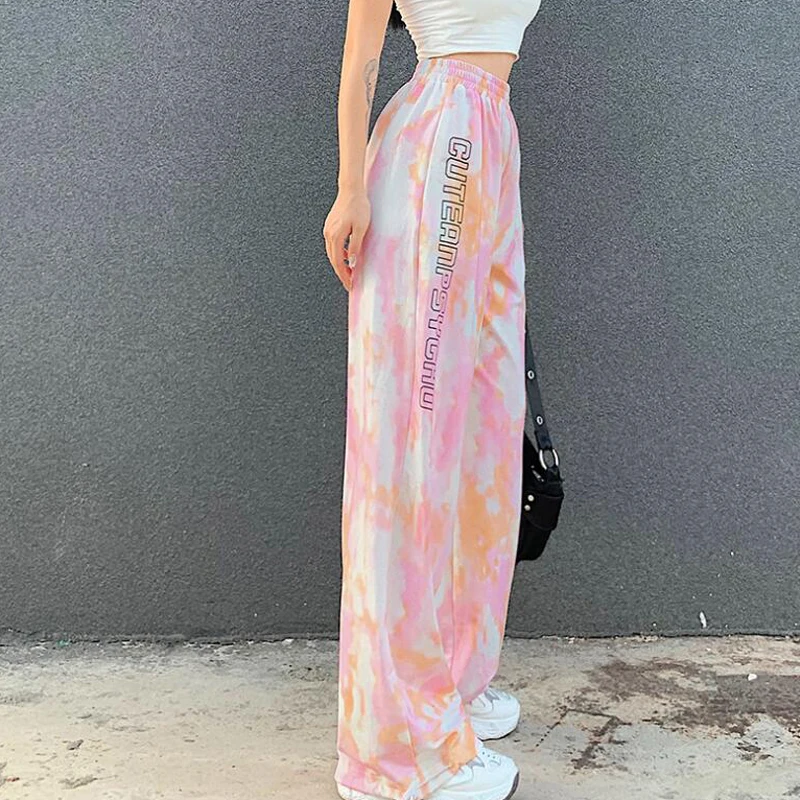 

2021 Korean Fashion Camouflage Pants Printed Casual Stretch High Waist Pants Street Ladies Clothing Hip Hop Ladies Sports Pants