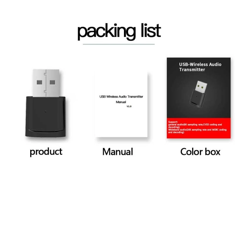 

B53 USB Bluetooth 5.0 Adapter Transmitter Bluetooth Receiver Audio Bluetooth Dongle Wireless USB Adapter for Computer PC