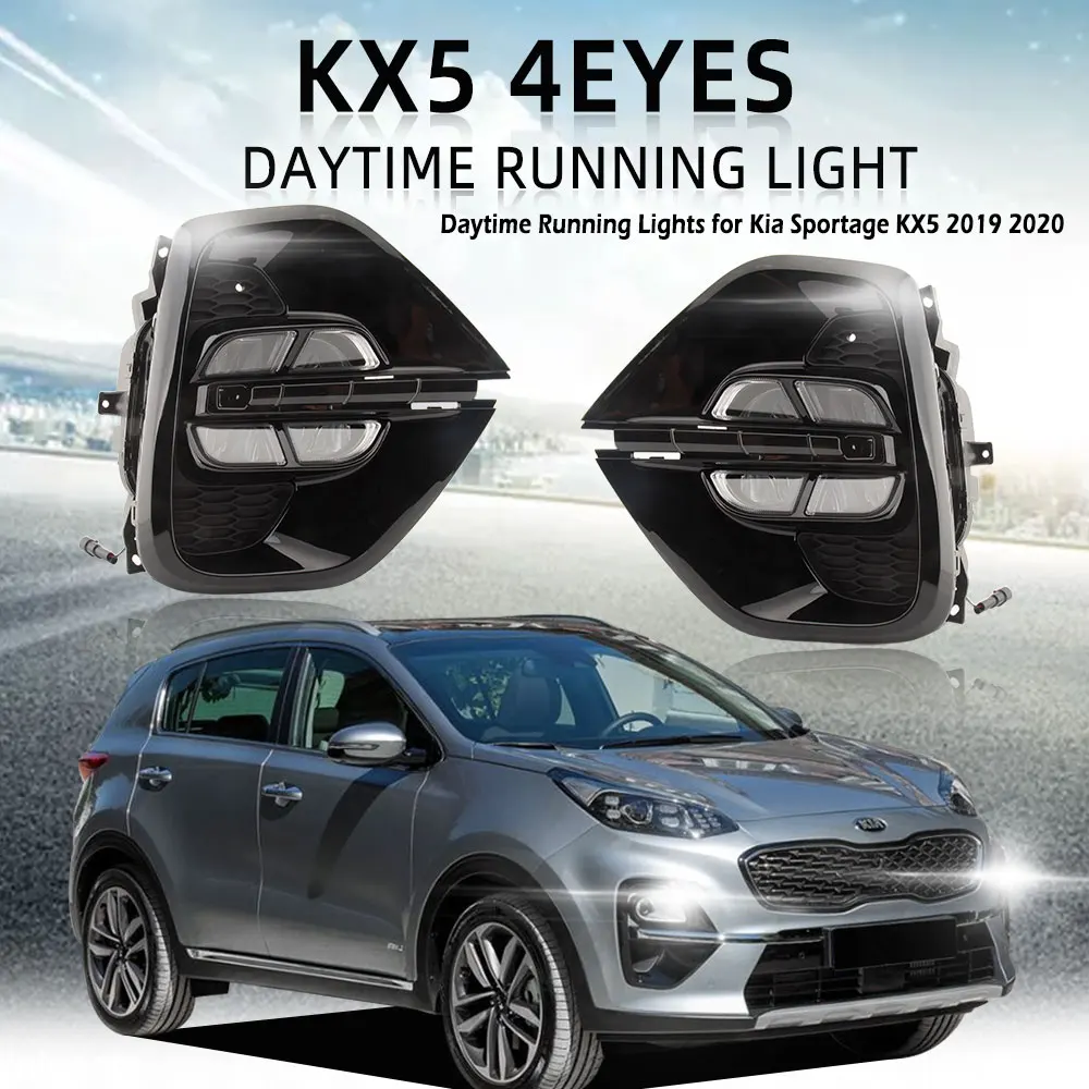 

LED DRL Headlight for Kia sportage 2019 2020 Front Bumper Driving Fog Lamp for Kia KX5 2019 2020 LED Fog lights Cover Grill