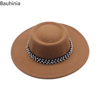 bauhinia new solid color felt fedoras hat for men women 8 5cm wide brim party jazz cap simple church derby top hat