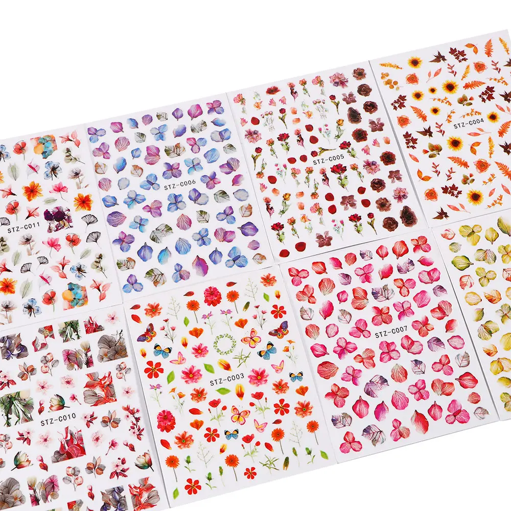 

1pcs Flower Series Lavender Nail Stickers Nail Decals 3D Dried Flower Leaf Slider Nail Art Decorations Charm Adhesive Manicure