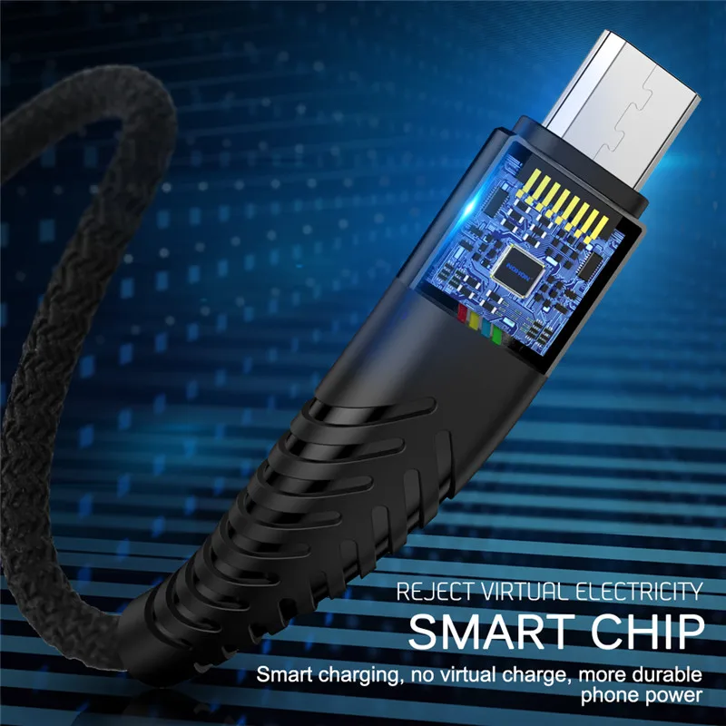 Кабель Micro USB для передачи данных и быстрой зарядки длинный провод 20 см 1 м 2 3