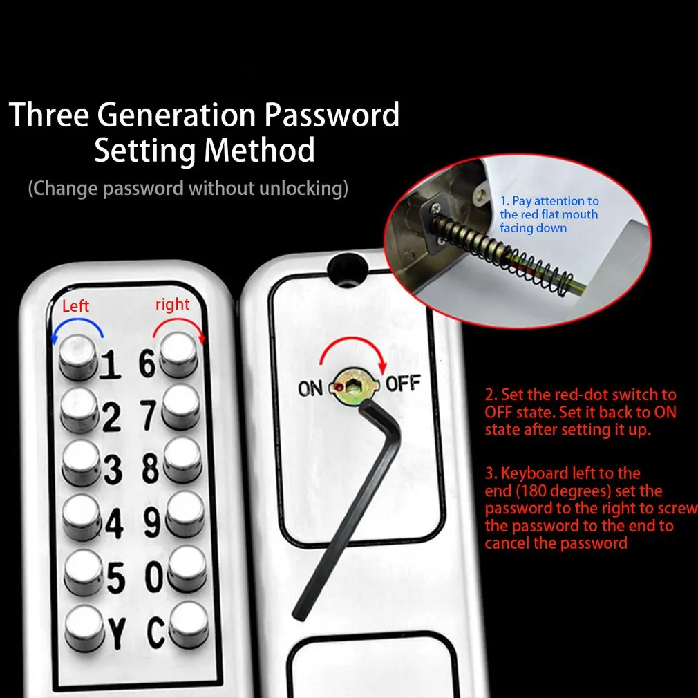 Механический дверной замок с цифровым паролем без ключа водонепроницаемый три