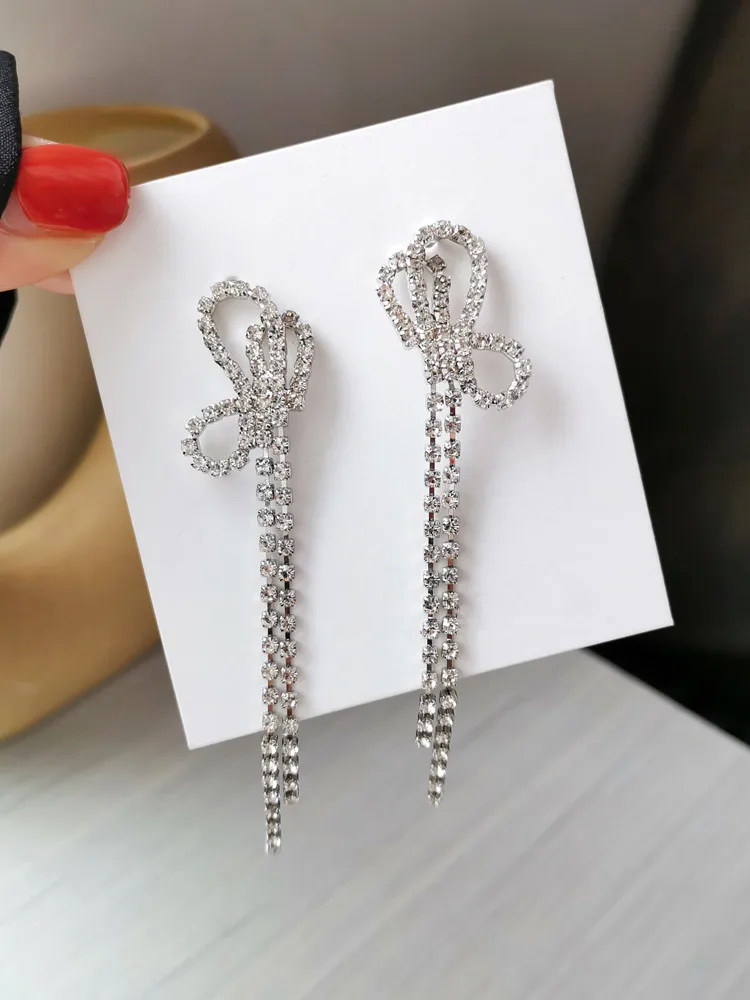 

925 Silver Needle Fashion Jewelry Butterfly Earrings New Design High Quality Crystal Bling Bling Drop Earrings For Women Gifts