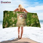 Пляжное полотенце DARMIAN с рисунком кота и проволоки в американском стиле, домашний текстиль, быстросохнущее банное полотенце для волос на лице для детей, Дорожный Коврик для плавания