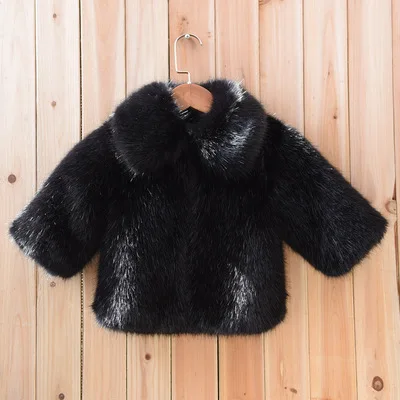 Black square Collar Пальто из искусственного меха для мальчиков детские зимние куртки теплая детская куртка с капюшоном из искусственного лисьего меха для девочек пальто с мехом для малышей Верхняя одежда TZ149 - Цвет: Black square Collar