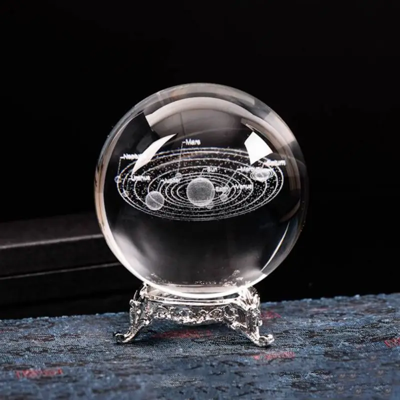 6 см лазерная гравировка Солнечный хрустальный шар 3D миниатюрная модель планет
