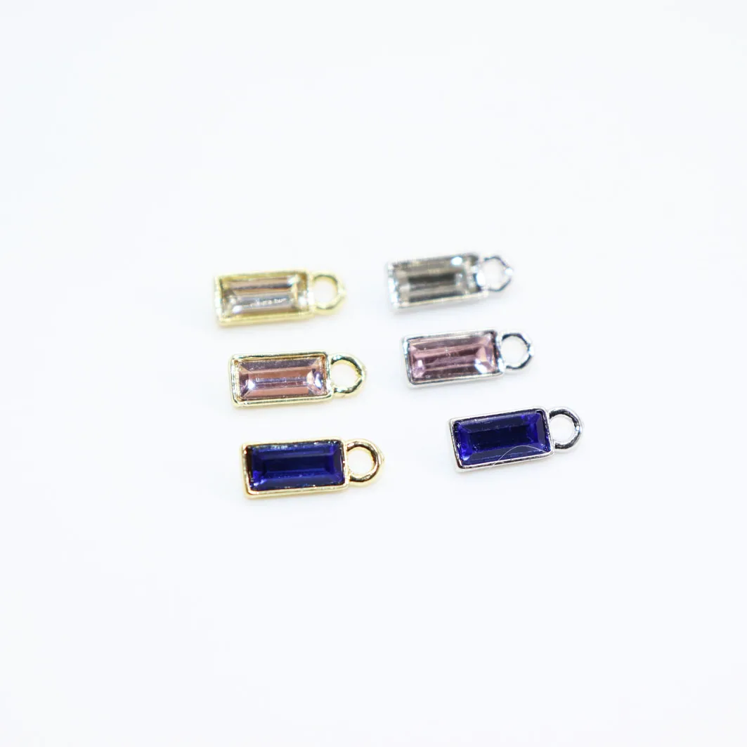 

Eruifa 10pcs 8*4mm Rectangle Rhinestone Coin Zinc Alloy Necklace,Earring Bracelet Jewelry DIY Handmade 3 Colors