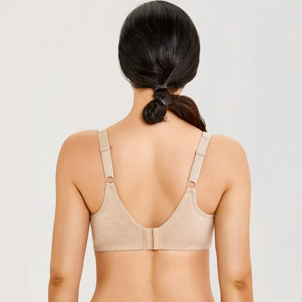 DELIMIRA Women's Soft Plus Size Wirefree Non-Padded Full Coverage Lace Cotton Bra