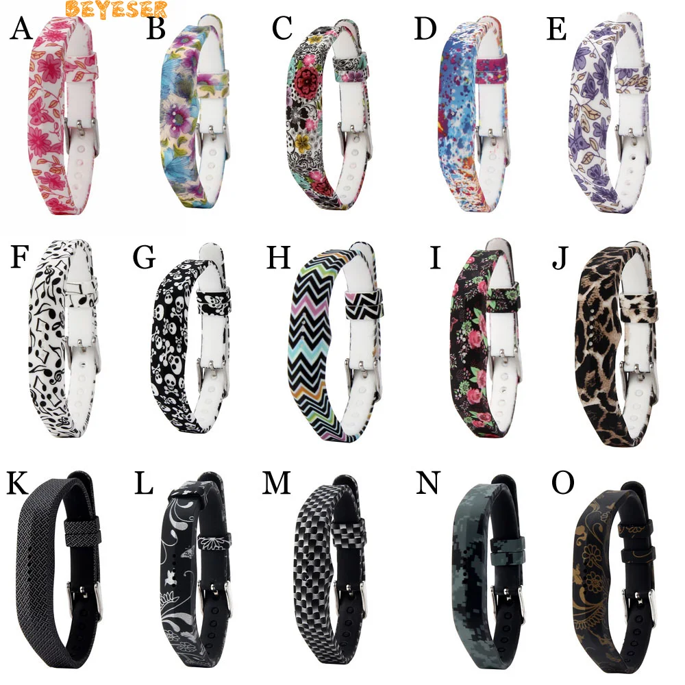 Ремешок силиконовый для часов Fitbit Flex 2 сменный Регулируемый браслет с узором в