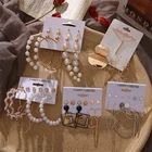 Женские серьги-кольца FNIO, набор акриловых серег с жемчугом, геометрические, богемные, 2020